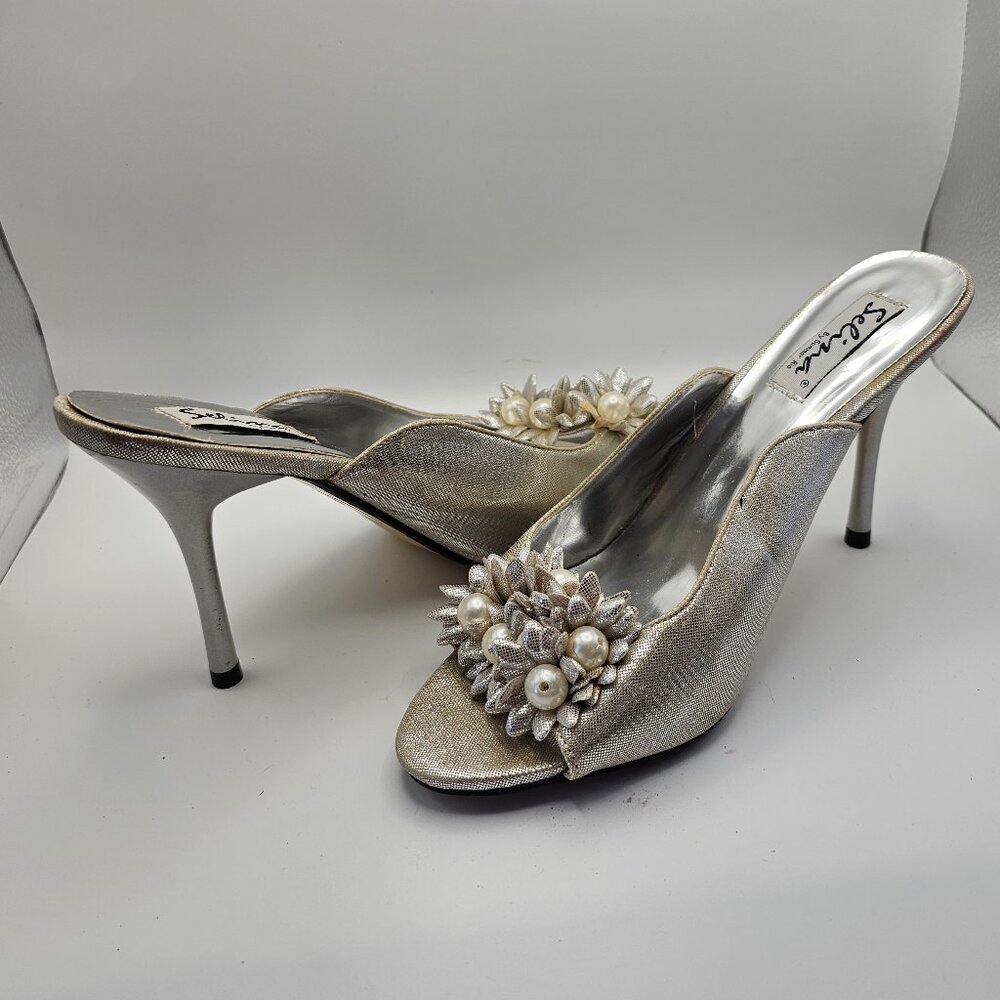 Selina by Summer Rio Silver Embellished Heels – Size 8